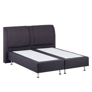 Boxspring Bjane inclusief topper - structuurstof - Antraciet - 140 x 200cm