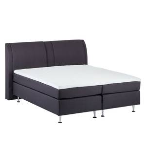 Lit Boxspring Bjane Avec surmatelas - Tissu structuré - Anthracite - 140 x 200cm