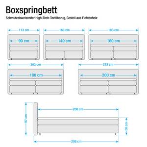 Lit Boxspring Bjane Avec surmatelas - Tissu structuré - Anthracite - 90 x 200cm