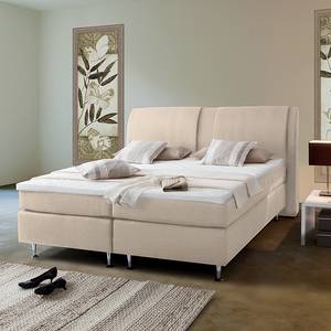 Lit Boxspring Bjane Avec surmatelas - Tissu structuré - Beige - 160 x 200cm