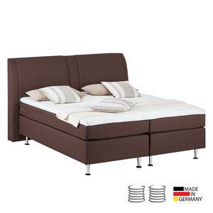 Boxspringbett Bjane inklusive Topper - Strukturstoff - Braun - 200 x 200cm