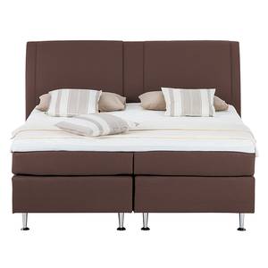 Lit Boxspring Bjane Avec surmatelas - Tissu structuré - Marron - 200 x 200cm