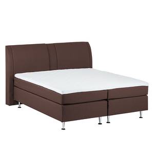 Lit Boxspring Bjane Avec surmatelas - Tissu structuré - Marron - 180 x 200cm