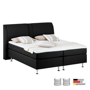 Boxspring Bjane inclusief topper structuurstof - Zwart - 180 x 200cm