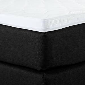 Lit Boxspring Bjane Avec surmatelas - Tissu structuré - Noir - 140 x 200cm