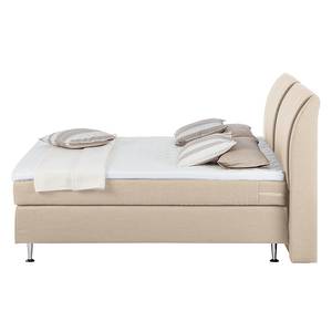 Lit Boxspring Bjane Avec surmatelas - Tissu structuré - Beige - 140 x 200cm