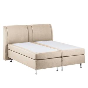 Lit Boxspring Bjane Avec surmatelas - Tissu structuré - Beige - 160 x 200cm