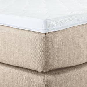 Lit Boxspring Bjane Avec surmatelas - Tissu structuré - Beige - 200 x 200cm