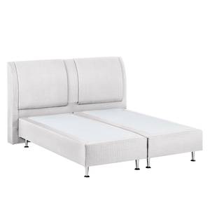 Lit Boxspring Bjane Avec surmatelas - Tissu structuré - Blanc - 90 x 200cm