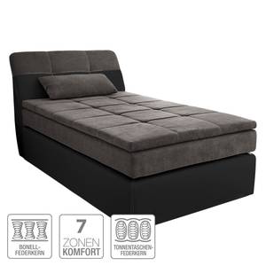 Boxspringbett Borghi Webstoff - Schwarz / Grau