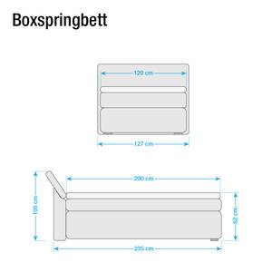 Boxspringbett Borghi Webstoff - Schwarz / Grau