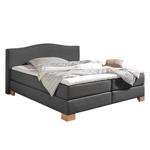 Boxspringbett Bottna Strukturstoff - Anthrazit - 200 x 200cm - Tonnentaschenfederkernmatratze - H3