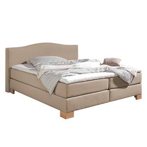 Lit boxspring Bottna Tissu structuré - Beige - 200 x 200cm - Matelas à ressorts Bonnell - D2 souple