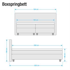 Boxspring Bourne (inclusief topper) micro-velours - grijs - 140 x 200cm