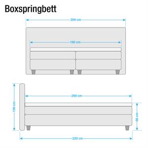 Lit boxspring Bourne (avec surmatelas) Microvelours - Gris - 180 x 200cm