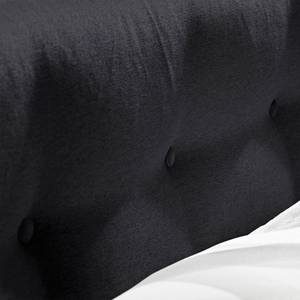 Lit capitonné Button Tissu - 160 x 200cm - H2 jusqu'à 80 kg / H3 plus de 80 kg - Surmatelas en mousse viscose - Ressorts ensachés - Matelas à ressorts ensachés - Noir - Hauteur Confort