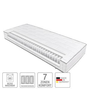 Lit capitonné Button Tissu - 160 x 200cm - H2 jusqu'à 80 kg / H3 plus de 80 kg - Surmatelas en mousse viscose - Ressorts ensachés - Matelas à ressorts ensachés - Noir - Hauteur Confort