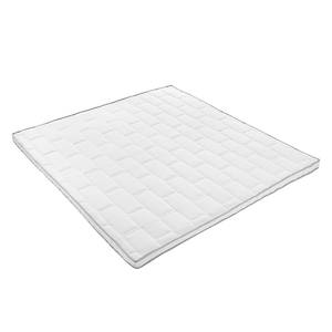 Lit capitonné Button Tissu - 160 x 200cm - H2 jusqu'à 80 kg / H3 plus de 80 kg - Surmatelas en mousse viscose - Ressorts ensachés - Matelas à ressorts ensachés - Noir - Hauteur Confort