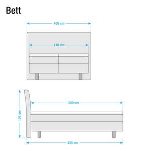 Lit Boxspring Cadis Tissu - Anthracite - 140 x 200cm - Matelas de mousse froide - D2 souple