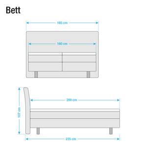 Lit Boxspring Cadis Tissu - Marron chocolat - 160 x 200cm - Matelas à ressorts Bonnell - D2 souple