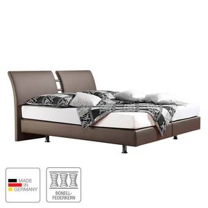 Boxspringbett Cavan Kunstleder Kunstleder - Taupe - 140 x 200cm - Bonellfederkernmatratze - H2