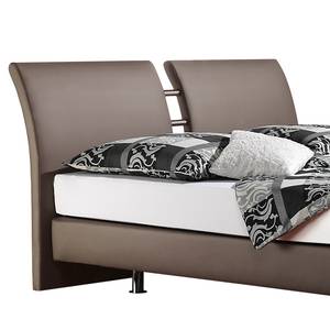 Boxspringbett Cavan Kunstleder Taupe - 140 x 200cm - Bonellfederkernmatratze - H2