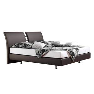 Lit boxspring Cavan Imitation cuir - Anthracite - 140 x 200cm - Matelas de mousse froide - D2 souple