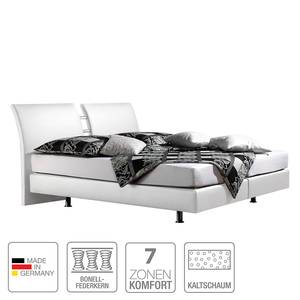 Boxspringbett Cavan Kunstleder Weiß - 140 x 200cm - Kaltschaummatratze - H2