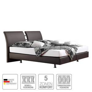 Lit boxspring Cavan Imitation cuir - Anthracite - 140 x 200cm - Matelas à ressorts bombés ensachés - D2 souple