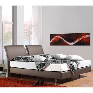 Lit boxspring Cavan Imitation cuir - Taupe - 160 x 200cm - Matelas de mousse froide - D3 medium