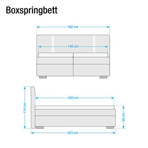 Lit boxspring Charlene Tissu structuré - 140 x 200cm - Gris