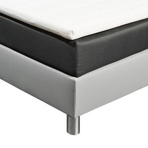 Lit boxspring Corby (avec surmatelas) Imitation cuir / Tissu - Argent / Graphite - 140 x 200cm