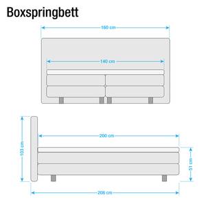 Boxspring Corby (inclusief topper) kunstleer/geweven stof - zilverkleurig/grafietkleurig - 140 x 200cm