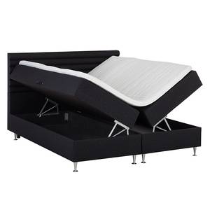 Lit boxspring Cordova Surmatelas inclus Matière structurée, anthracite