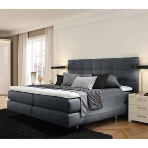 Boxspringbed Couture I geweven stof - Antraciet - 180 x 200cm - H2 zacht