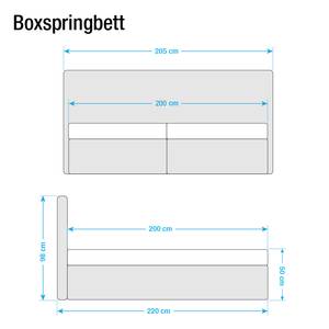 Boxspring Cyra I geweven stof - Grijs - 140 x 200cm - Bonell-binnenveringmatras - H2 zacht