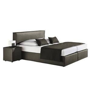 Boxspringbett Cyra Kunstleder Grau - 200 x 200cm - Kaltschaummatratze - H2