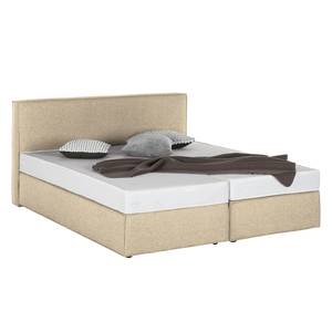 Lit boxspring Cyra I Tissu - Beige - 200 x 200cm - Matelas à ressorts bombés ensachés - D2 souple