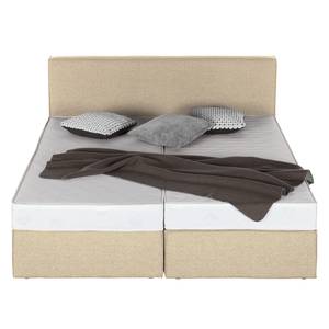 Lit boxspring Cyra I Tissu - Beige - 200 x 200cm - Matelas à ressorts bombés ensachés - D2 souple