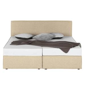 Boxspring Cyra I geweven stof - Beige - 200 x 200cm - Ton-pocketveringmatras - H2 zacht