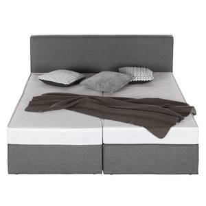 Boxspringbett Cyra I Webstoff - 200 x 200cm - H3 ab 80 kg - Kaltschaummatratze - Beige - Grau - 200 x 200cm - Tonnentaschenfederkernmatratze - H2