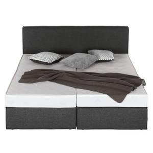 Lit boxspring Cyra I Tissu - Anthracite - 200 x 200cm - Matelas à ressorts bombés ensachés - D3 medium