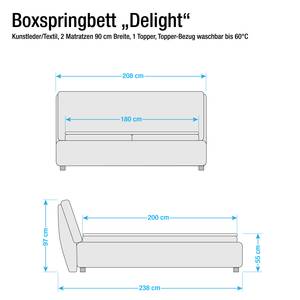 Boxspring Inside Delight inclusief topper - beige kunstleer/cappuccinokleurig stof