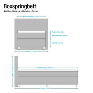 Lit boxspring Deluxe Night 180 x 200 cm - Textile marron - Ecru - 100 x 200cm - D2 souple