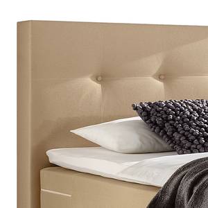 Lit boxspring Deluxe Night 180 x 200 cm Textile marron - Ecru - 100 x 200cm - D2 souple