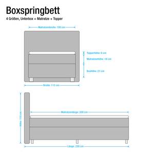 Boxspringbett Deluxe Night Webstoff - Ecru - 100 x 200cm - H3