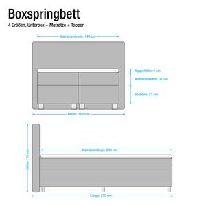 Lit boxspring Deluxe Night 180 x 200 cm Textile marron - Ecru - 140 x 200cm - D2 souple