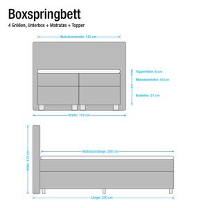 Boxspringbett Deluxe Night Webstoff - Ecru - 140 x 200cm - H3