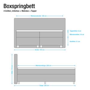 Lit boxspring Deluxe Night 180 x 200 cm Textile marron - Ecru - 180 x 200cm - D2 souple