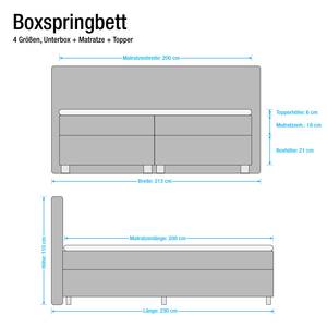 Boxspringbett Deluxe Night Webstoff - Ecru - 200 x 200cm - H2